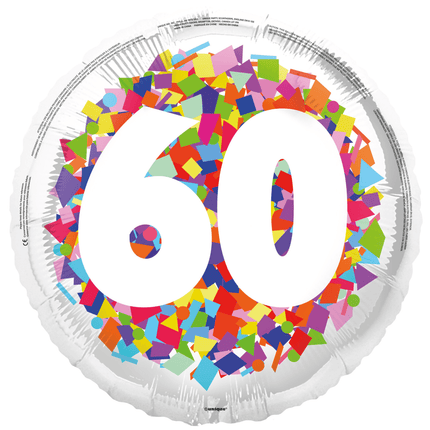 60 Jaar Helium Ballon Confetti Leeg 45cm van Unique koop je bij Partywinkel