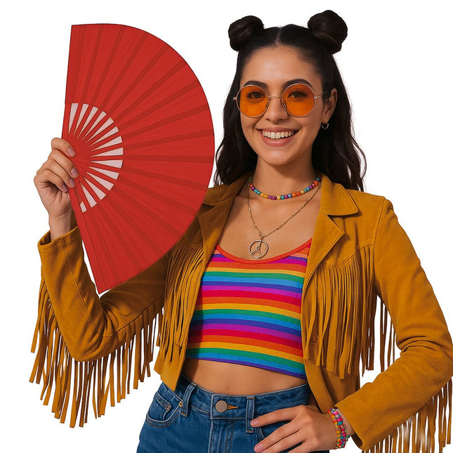 60x30 cm fabric fan Red van Fiestas Guirca koop je bij Partywinkel