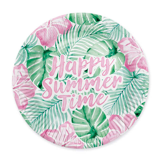 Zielono-różowe tabliczki „Happy Summer Time” 23 cm