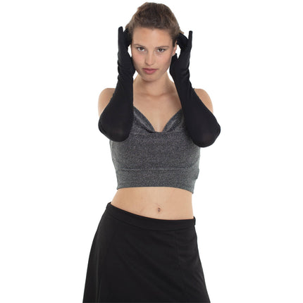 Długie czarne rękawiczki damskie