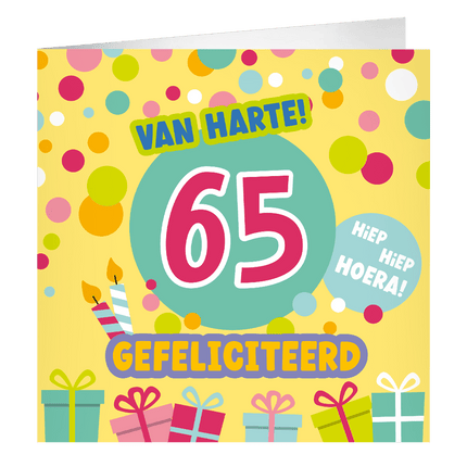65 Jaar Wenskaart 23cm - Partywinkel - 8716764239311