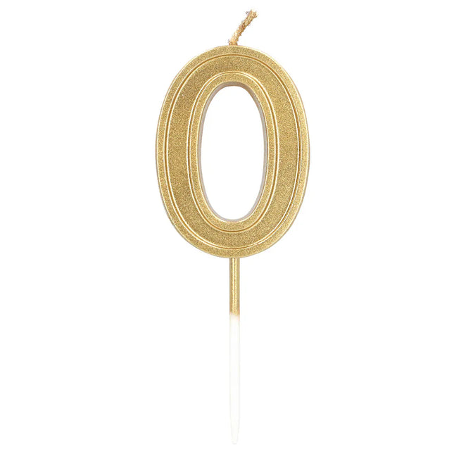 Świeczka Elegant „0” w kolorze złotym na szpikulcu (3 x 4,2 x 0,7 cm)