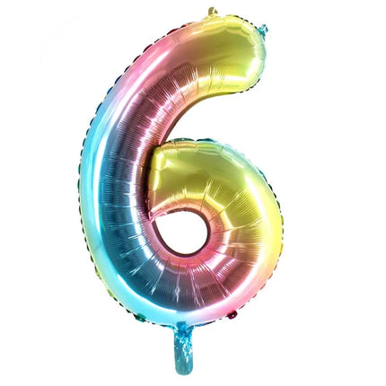 6 lat – balon z cyfrą „Rainbow” – pusty – 1 m