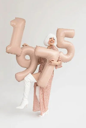 7 Jaar Cijfer Ballon Beige Glans Leeg 72cm van Partydeco koop je bij Partywinkel