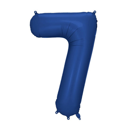 7 Jaar Cijfer Ballon Blauw Satijn Folie Leeg 86cm van Partydeco koop je bij Partywinkel