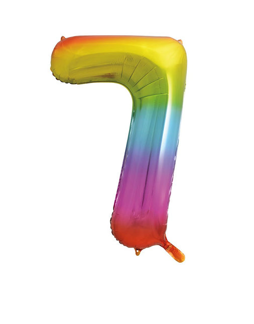 7 Jaar Cijfer Ballon Regenboog Leeg 86cm van Unique koop je bij Partywinkel