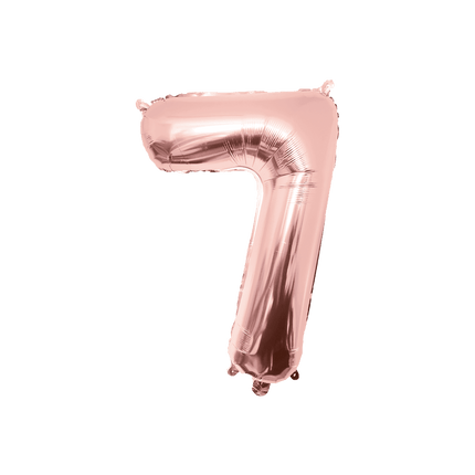 7 Jaar Cijfer Ballon Rose Goud Leeg 86cm - Partywinkel - 8716764237454