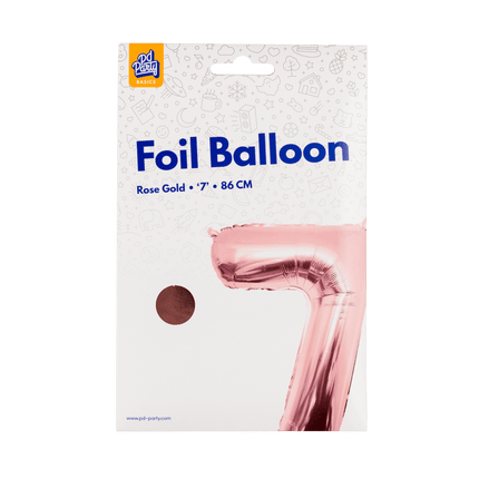7 Jaar Cijfer Ballon Rose Goud Leeg 86cm - Partywinkel - 8716764237454