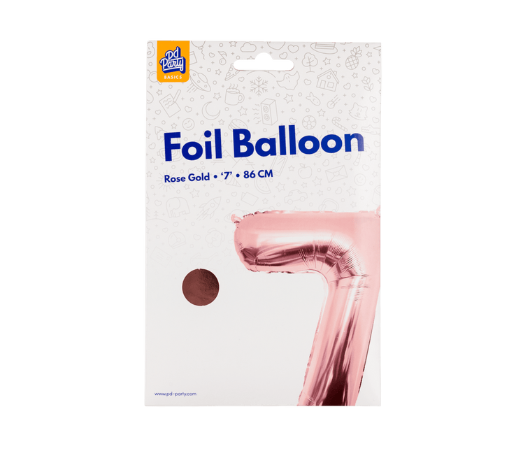 7 Jaar Cijfer Ballon Rose Goud Leeg 86cm - Partywinkel - 8716764237454