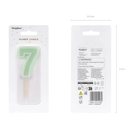 7 Jaar Kaars Mintgroen 10cm van Partydeco koop je bij Partywinkel