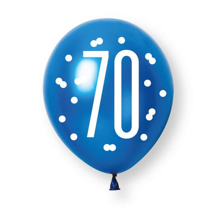 70 Jaar Ballonnen Set Blauw 30cm 6st van Unique koop je bij Partywinkel