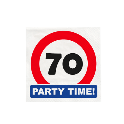 70 Jaar Servetten Verkeersbord 16,5cm 16st van Paper Dreams koop je bij Partywinkel