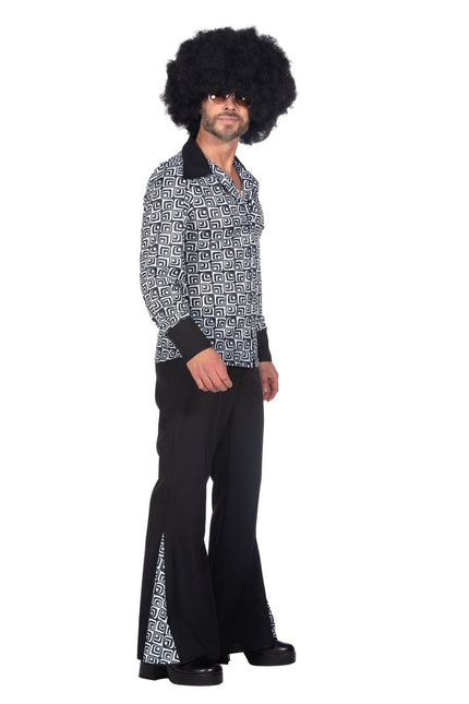 70's outfit zwart/wit - Partywinkel - 8720059066681