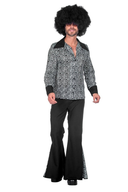 70's outfit zwart/wit - Partywinkel - 8720059066681
