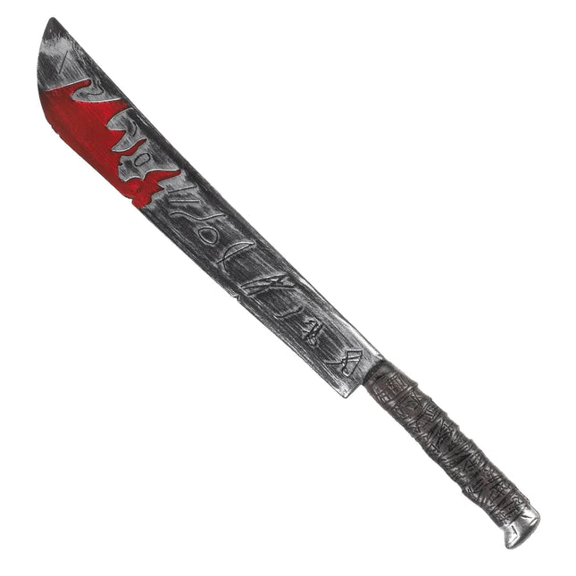 Fałszywy nóż na Halloween Krew 73cm