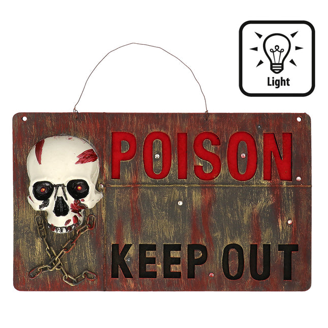 Halloweenowa dekoracja ścienna Poison Keep Out 50 cm
