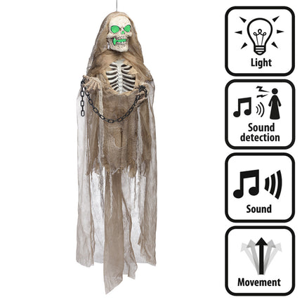 Dekoracja wisząca na Halloween Brązowy szkielet 1,83 m