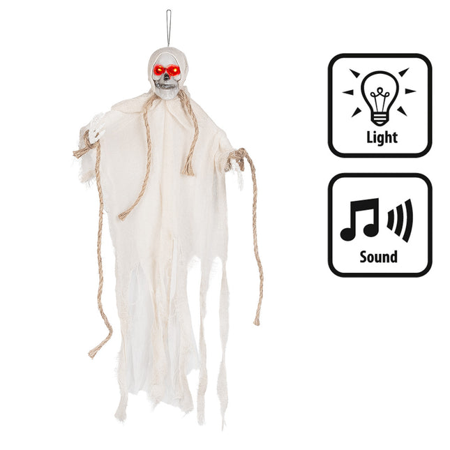 Dekoracja wisząca na Halloween Duch LED 55cm