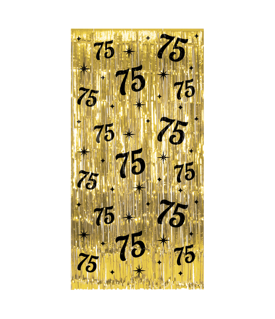 75 Jaar Deurgordijn Goud Zwart van Paper Dreams koop je bij Partywinkel