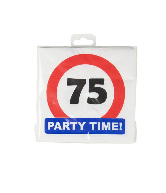 75 Jaar Servetten Verkeersbord 16,5cm 16st van Paper Dreams koop je bij Partywinkel