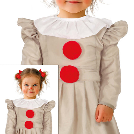 Sukienka na Halloween dla dziewczynki Klaun z kołnierzykiem