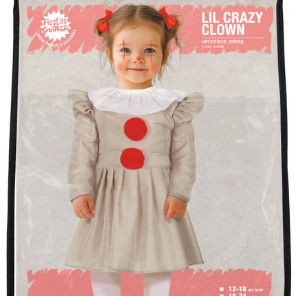 Sukienka na Halloween dla dziewczynki Klaun z kołnierzykiem