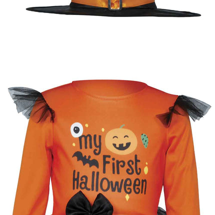 Kostium na Halloween: czarna i pomarańczowa czarownica dla niemowląt