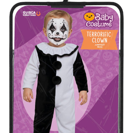 Kostium na Halloween: czarno-biały klaun dla niemowląt