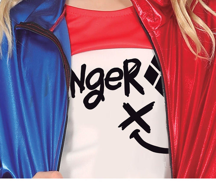 Kostium Harley Quinn na Halloween dla dziewczynki czerwony niebieski