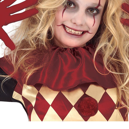 Kostium klauna na Halloween dla dziewczynki czerwony