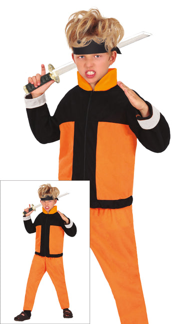 Kostium Ninja dla chłopca pomarańczowo-czarny