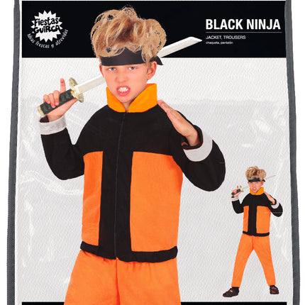 Kostium Ninja dla chłopca pomarańczowo-czarny