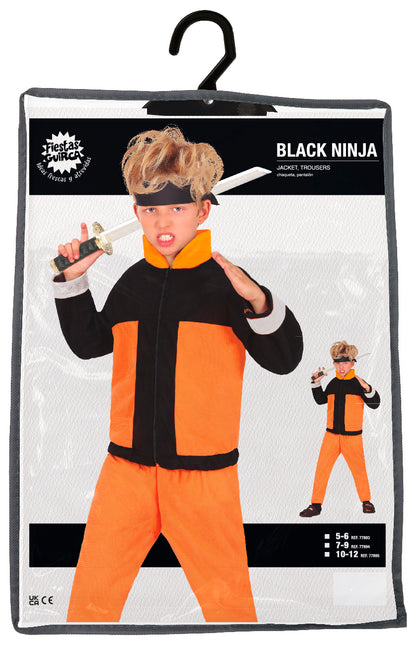 Kostium Ninja dla chłopca pomarańczowo-czarny