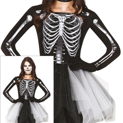 Szkieletowa sukienka na Halloween damska czarna