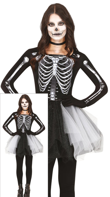 Szkieletowa sukienka na Halloween damska czarna