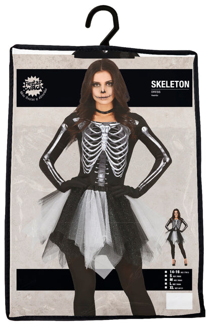 Szkieletowa sukienka na Halloween damska czarna