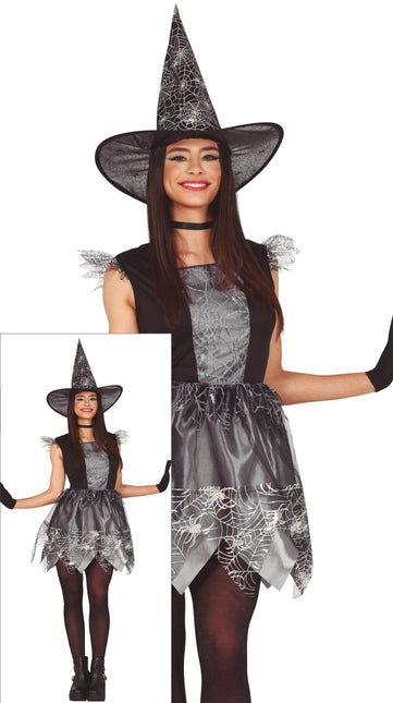 Kostium czarownicy na Halloween damski srebrny