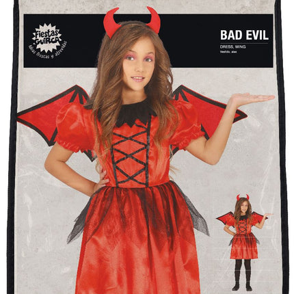 Kostium diabła na Halloween dla dziewczynki czerwony
