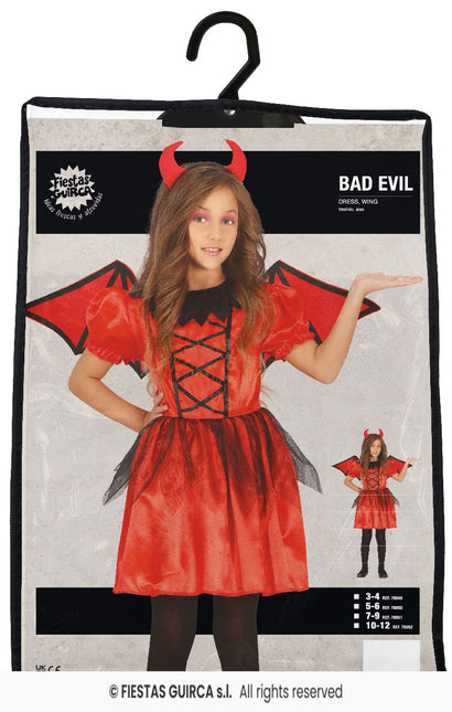 Kostium diabła na Halloween dla dziewczynki czerwony