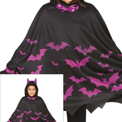 Halloweenowe Ponczo Dziewczynki Nietoperze