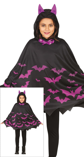 Halloweenowe Ponczo Dziewczynki Nietoperze