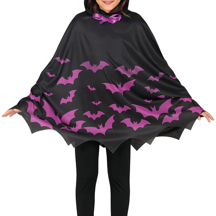 Halloweenowe Ponczo Dziewczynki Nietoperze