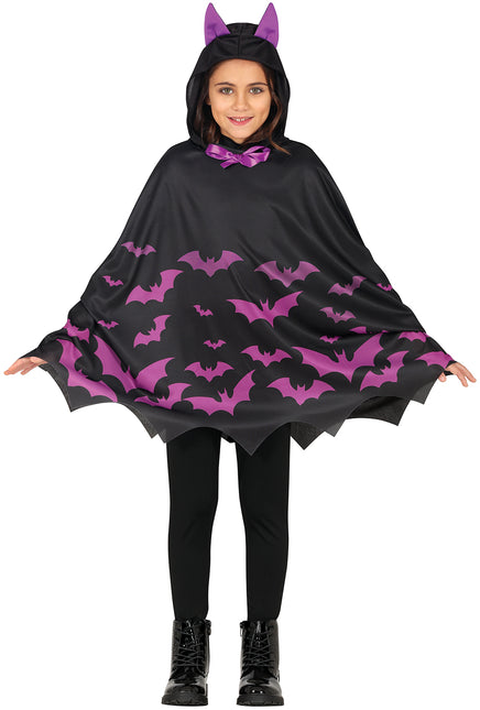 Halloweenowe Ponczo Dziewczynki Nietoperze