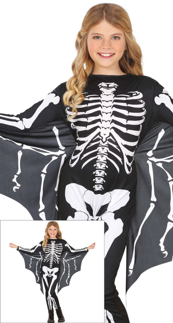Kostium na Halloween Czarny Biały Dziecięcy Szkielet Nietoperza