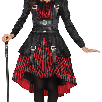 Sukienka na Halloween Czerwono Czarna Gotycka Dziewczyna