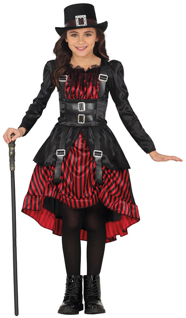 Sukienka na Halloween Czerwono Czarna Gotycka Dziewczyna