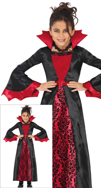 Kostium na Halloween Czarny Czerwony Dziewczyna Wampir Długi