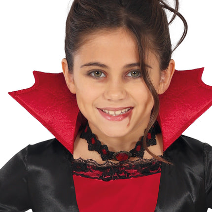 Kostium na Halloween Czarny Czerwony Dziewczyna Wampir Długi
