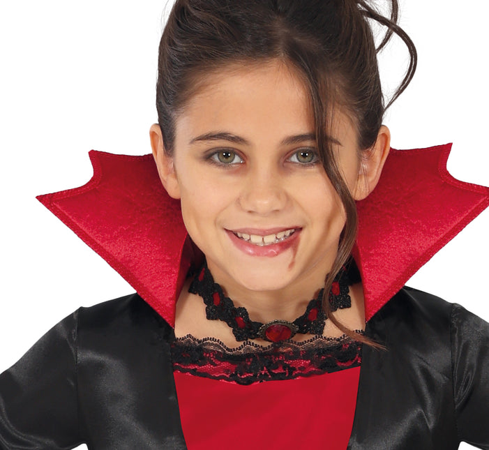 Kostium na Halloween Czarny Czerwony Dziewczyna Wampir Długi