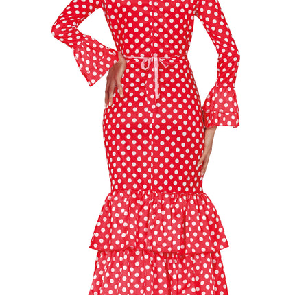 Sukienka hiszpańska Flamenco w białe kropki